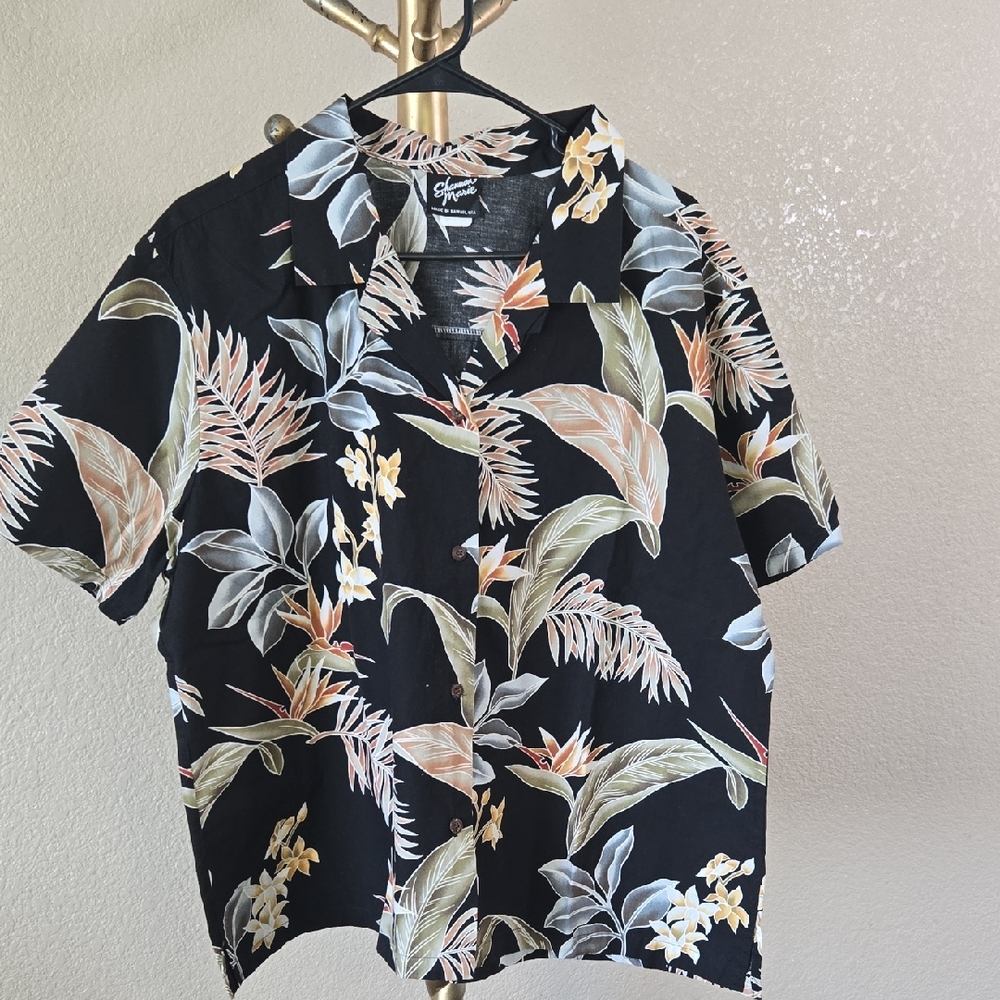 Maripe Black Tropical Print Men's Shirt